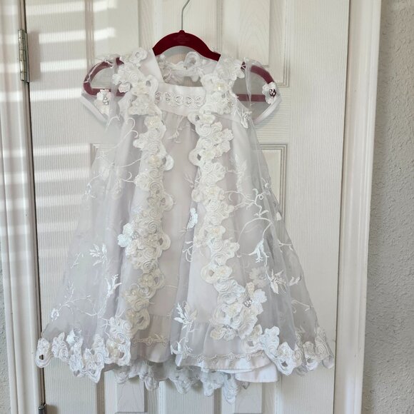 Little Brittany USA Other - Girls White Dress Baptism Christening Gown Guardian Angel Cape Sz 2